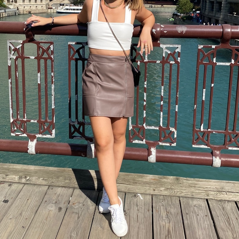 Leather purple skirt